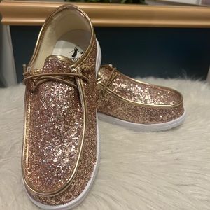 Corky’s kayak sneakers - rose gold glitter